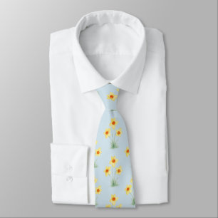 Daffodil Spring Flower Painting Pattern Neck Tie