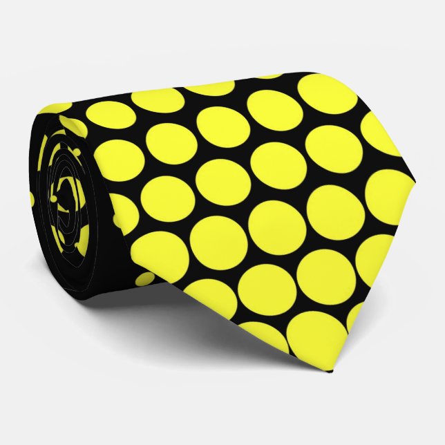 Daffodil Techno Dots Modern Black Tie (Rolled)