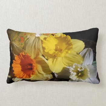 Daffodil Threesome Lumbar Pillow by kkphoto1 at Zazzle