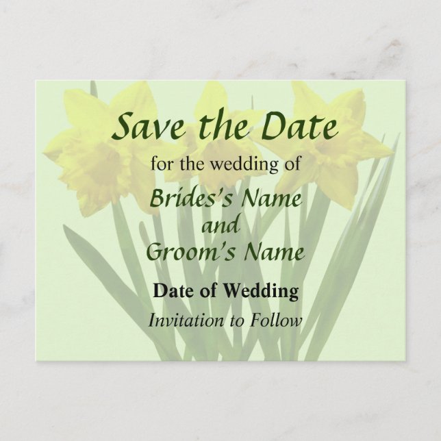 Daffodil Trio Save the Date Announcement Postcard (Front)