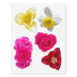 Daffodil, Tulips and Roses Temporary Tattoos