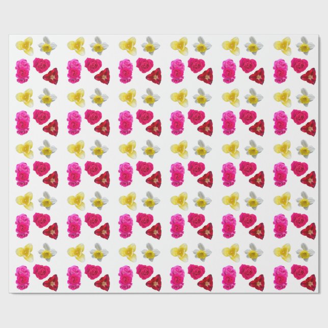 Daffodil, Tulips and Roses Wrapping Paper (Flat)