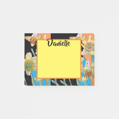 Daffodil Watercolor Art Womans Name Post It Notes