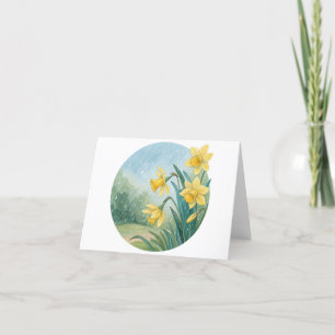 Daffodil Watercolor Cute Folded Card -Blank inside