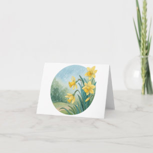 Daffodil Watercolor Cute Folded Card -Blank inside