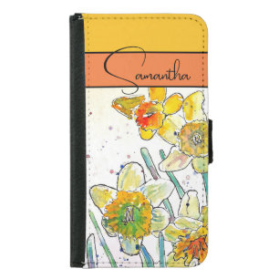 Daffodil Watercolor Daffodils floral Flower Phone Samsung Galaxy S5 Wallet Case