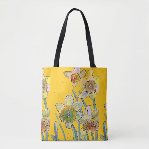 Daffodil Watercolor floral Ladies Art Tote Bag