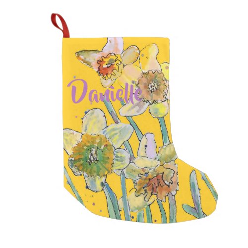 Daffodil Watercolor Flowers Floral Name Stocking