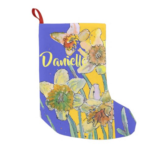 Daffodil Watercolor Flowers Floral Name Stocking