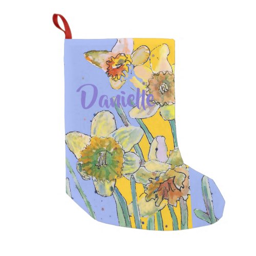 Daffodil Watercolor Flowers Floral Name Stocking