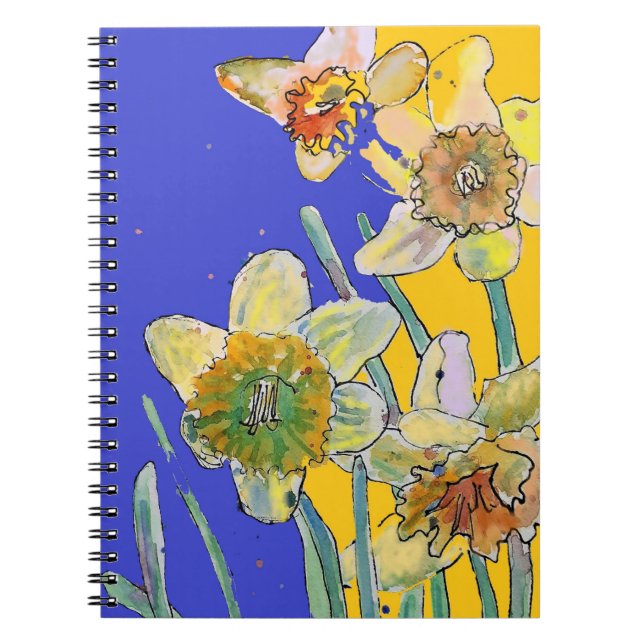 Daffodil Watercolor Journal Floral Notebook (Front)