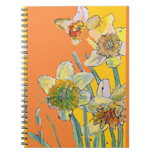 Daffodil Watercolor Orange Journal Floral Notebook