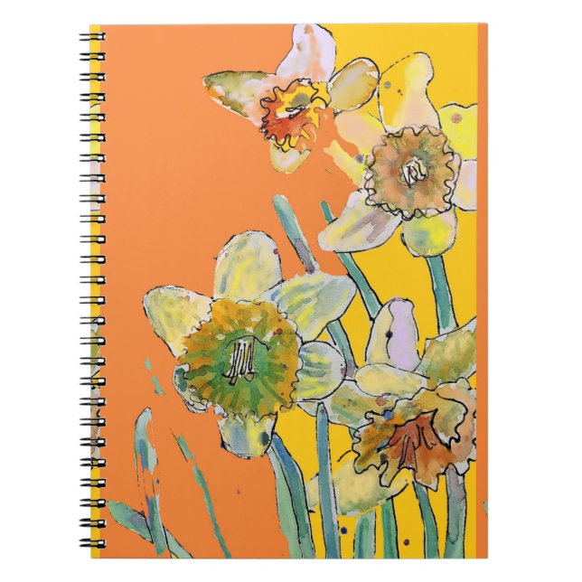 Daffodil Watercolor Orange Journal Floral Notebook (Front)