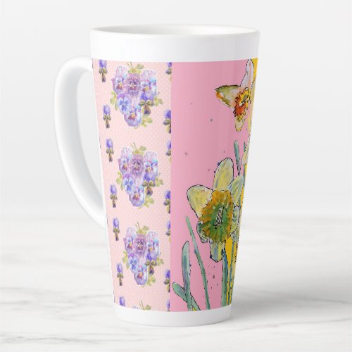 Daffodil Watercolor Yellow Flower floral Latte Mug