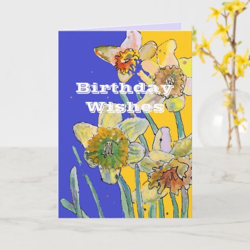 Daffodil Watercolor Yellow Spring Flower Art Card
