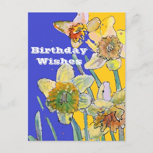 Daffodil Watercolor Yellow Spring Flower Art Card