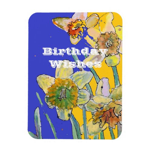 Daffodil Watercolor Yellow Spring Flower Art Card Magnet