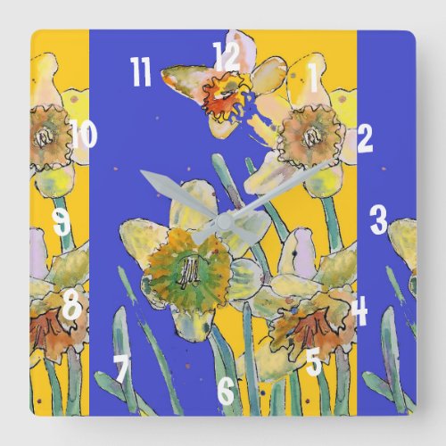 Daffodil Watercolor Yellow Womans Office Clock