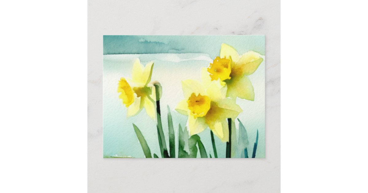 Daffodil Watercolour Postcard | Zazzle