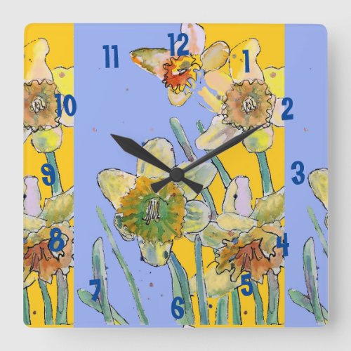 Daffodil Watercolour Womans Yellow Office Clock