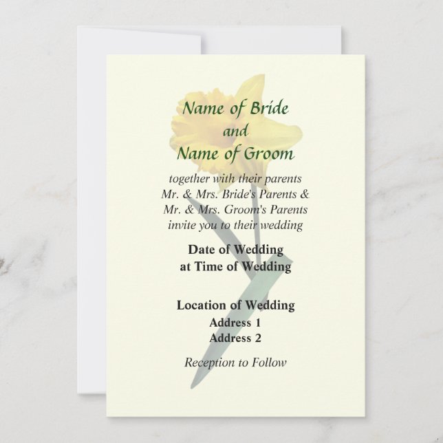 Daffodil Waving Hi Wedding Products Invitation (Front)