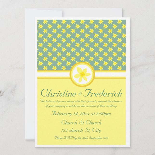 Daffodil Wedding, 5.5"x7.5" invitation (Front)