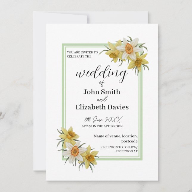 Daffodil Wedding Invitation (Front)