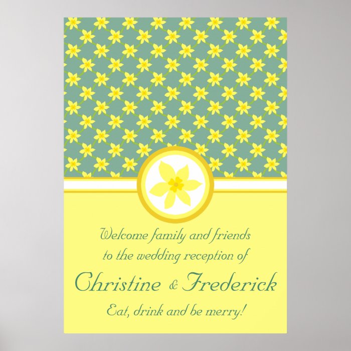 Daffodil Wedding, reception welcome poster