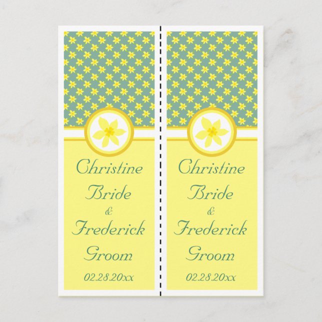 Daffodil Wedding, souvenir 2x bookmark postcard (Front)