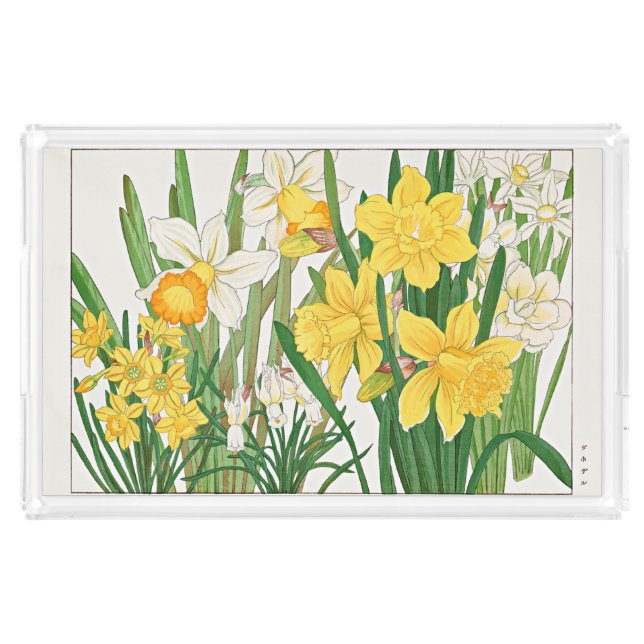 Daffodil Woodblock Painting Acrylic Tray (Front)