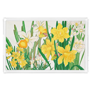 Daffodil Woodblock Painting Acrylic Tray