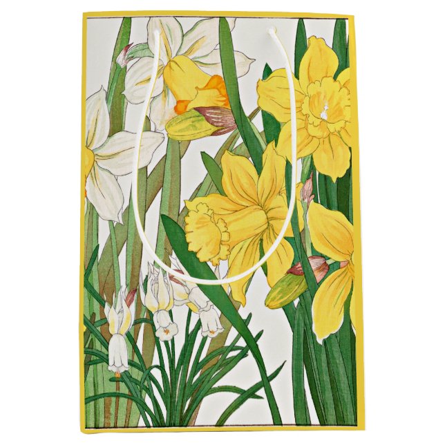 Daffodil Woodblock Painting Medium Gift Bag (Front)