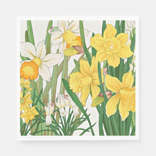 Daffodil Woodblock Painting Napkins (Front)