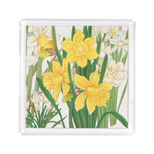 Daffodil Woodblock Painting, Tanigami Kônan, 1917 Acrylic Tray