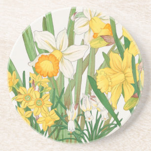 Daffodil Woodblock Painting, Tanigami Kônan, 1917 Coaster