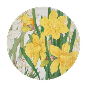 Daffodil Woodblock Painting, Tanigami Kônan, 1917 Cutting Board