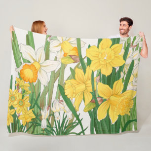 Daffodil Woodblock Painting, Tanigami Kônan, 1917 Fleece Blanket
