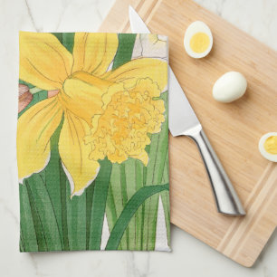 Daffodil Woodblock Painting, Tanigami Kônan, 1917 Kitchen Towel