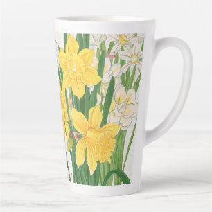 Daffodil Woodblock Painting, Tanigami Kônan, 1917 Latte Mug