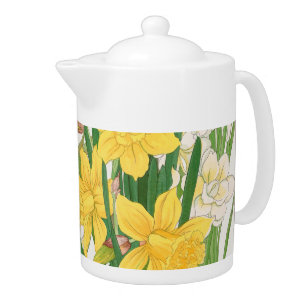 Daffodil Woodblock Painting, Tanigami Kônan, 1917 Teapot