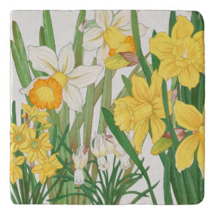 Daffodil Woodblock Painting, Tanigami Kônan, 1917 Trivet