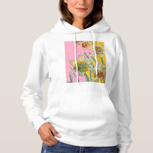 Daffodil Yellow daffodils floral Watercolor Flower Hoodie