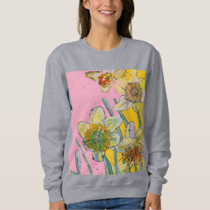 Daffodil Yellow daffodils floral Watercolor Flower Sweatshirt
