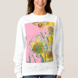 Daffodil Yellow daffodils floral Watercolor Flower Sweatshirt