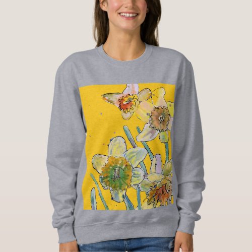 Daffodil Yellow daffodils floral Watercolor Flower Sweatshirt