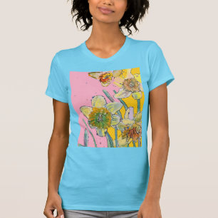 Daffodil Yellow daffodils floral Watercolor Flower T-Shirt