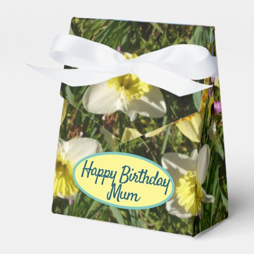 Daffodil Yellow Floral Birthday Cake Favor Box