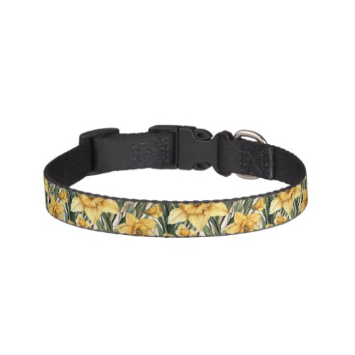 Daffodil Yellow Floral March Birthflower Watercolo Pet Collar