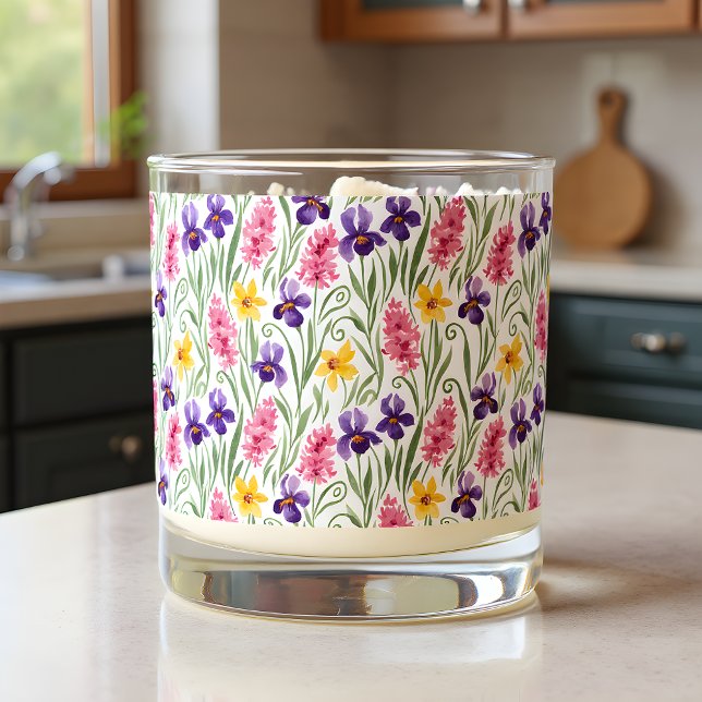 Daffodil Yellow, Iris Purple, Hyacinth Pink Floral Scented Candle (Creator Uploaded)