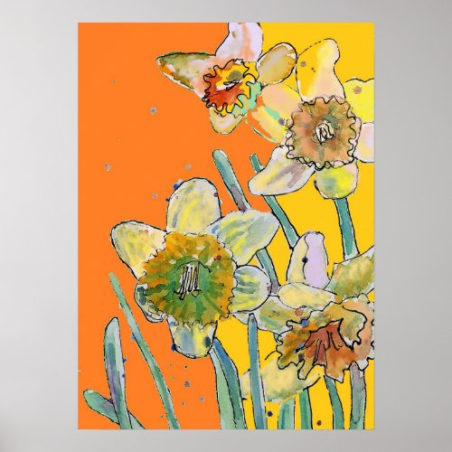 Daffodil Yellow Orange Flower Garden Poster